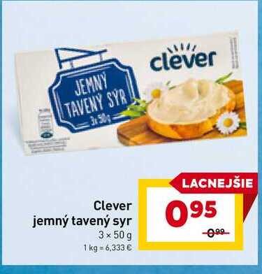 Clever jemný tavený syr 3 × 50 g