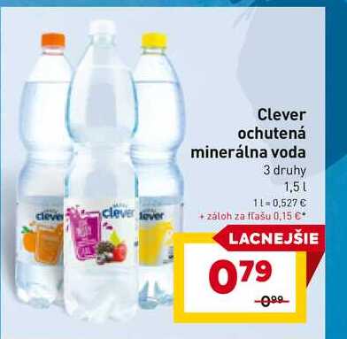 Clever ochutená minerálna voda 3 druhy 1,5L 