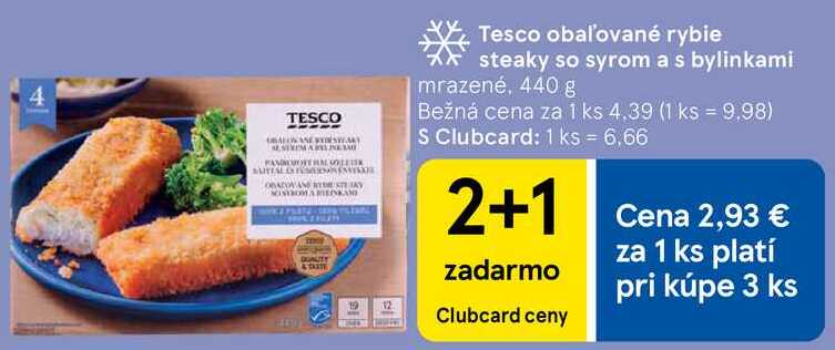 Tesco obaľované rybie steaky so syrom a s bylinkami, 440 g 