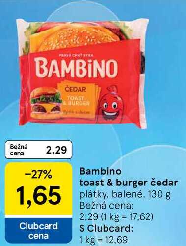 Bambino toast & burger čedar, 130 g