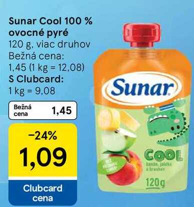 Sunar Cool 100% ovocné pyré, 120 g
