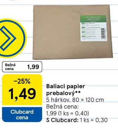 Baliaci papier prebalový