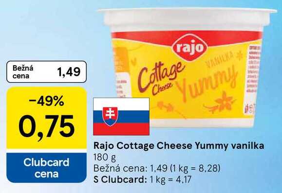 Rajo Cottage Cheese Yummy vanilka, 180 g 