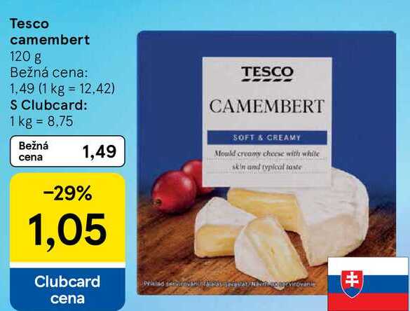 Tesco camembert, 120 g