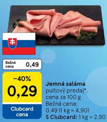 Jemná saláma, cena za 100 g 