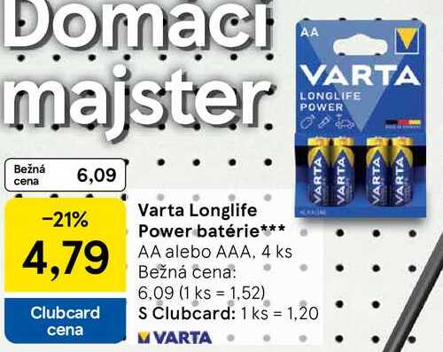 Varta Longlife Power batérie, 4 ks 