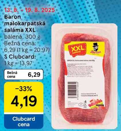 Baron malokarpatská saláma XXL, 300 g 