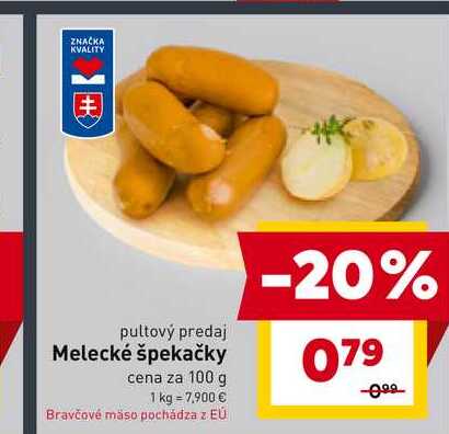 Melecké špekačky cena za 100 g 