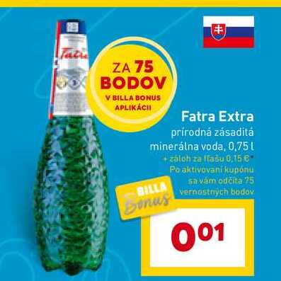 Fatra Extra prirodná zásaditá minerálna voda, 0,75 l