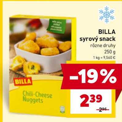 BILLA syrový snack rôzne druhy 250 g