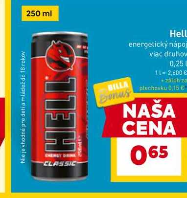 Hell energetický nápoj viac druhov 0,25l