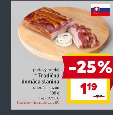 Tradičná domáca slanina údená s kožou 100 g 