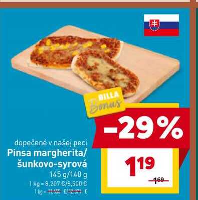 Pinsa margherita/ šunkovo-syrová 145 g/140 g