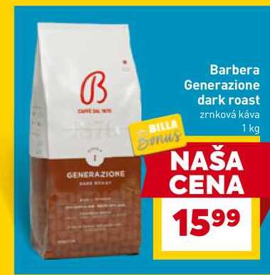 Barbera Generazione dark roast zrnková káva 1 kg 