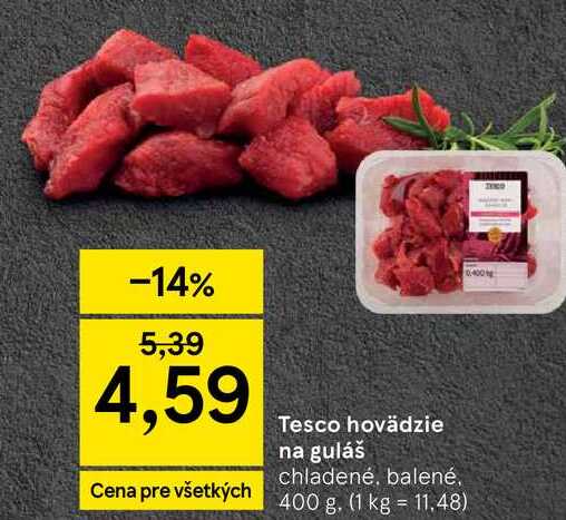 Tesco hovädzie na guláš, 400 g