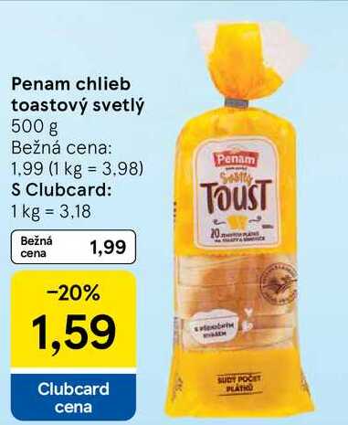 Penam chlieb toastový svetlý, 500 g