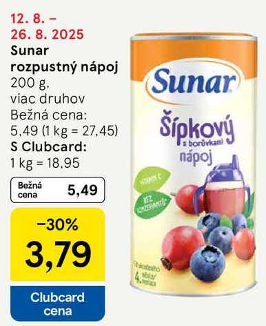 Sunar rozpustný nápoj, 200 g