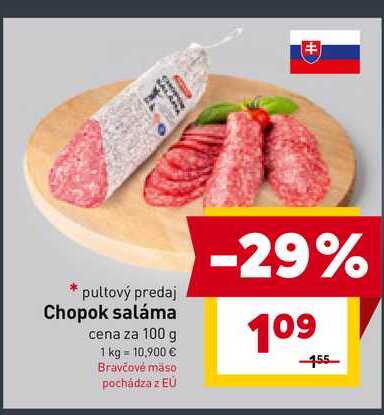 Chopok saláma cena za 100 g 