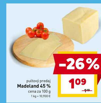 Madeland 45% cena za 100 g 