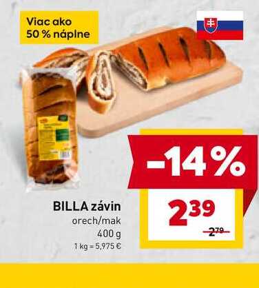 BILLA závin orech/mak 400 g