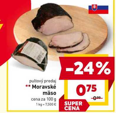 Moravské mäso cena za 100 g 