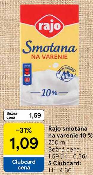 Rajo smotana na varenie 10%, 250 ml 