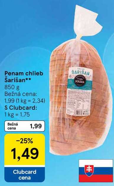 Penam chlieb Šarišan, 850 g 