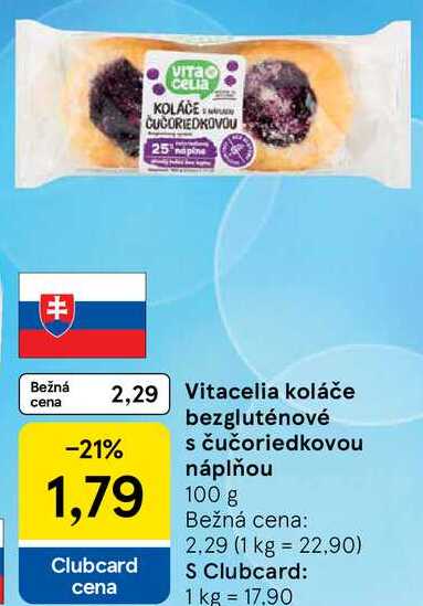 Vitacelia koláče bezgluténové s čučoriedkovou náplňou, 100 g