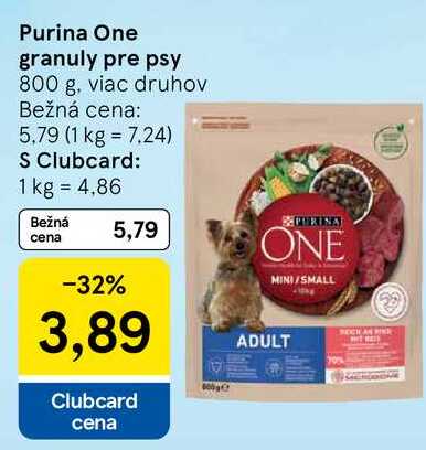 Purina One granuly pre psy, 800 g