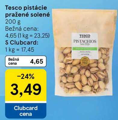 Tesco pistácie pražené solené, 200 g 