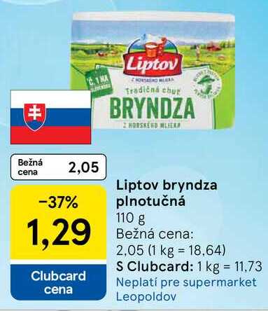 Liptov bryndza plnotučná, 110 g 