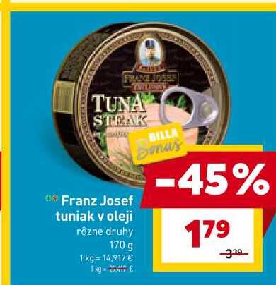 Franz Josef tuniak v oleji rôzne druhy 170 g