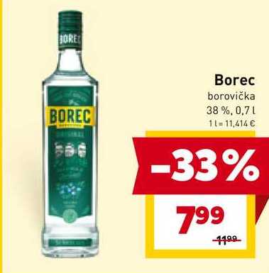 Borec borovička 38 %, 0,7l