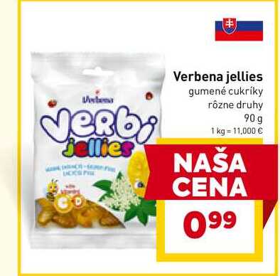 Verbena jellies gumené cukríky rôzne druhy 90 g