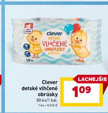 Clever detské vlhčené obrúsky 80 ks/1 bal. 