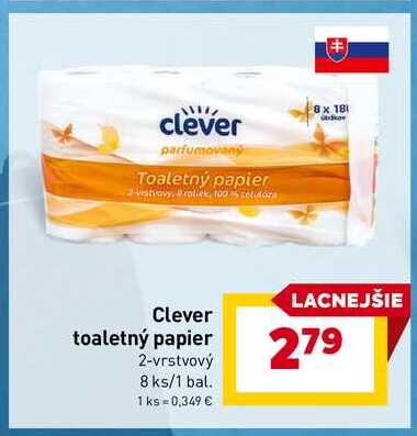 Clever toaletný papier 2-vrstvový 8 ks