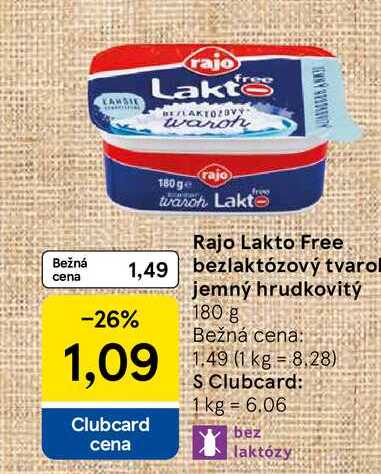 Rajo Lakto Free bezlaktózový tvaroh, jemný hrudkovitý 180 g 