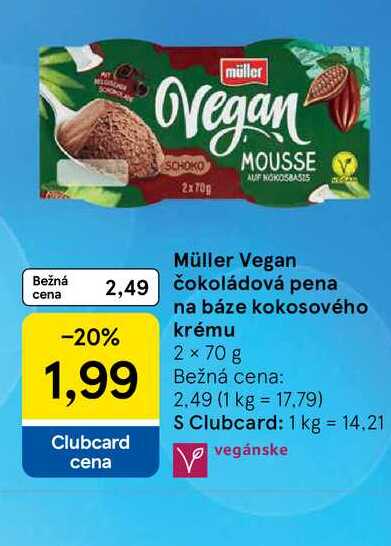 Müller Vegan čokoládová pena 2 × 70 g
