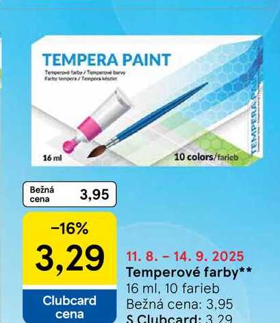 Temperové farby  10 farieb 
