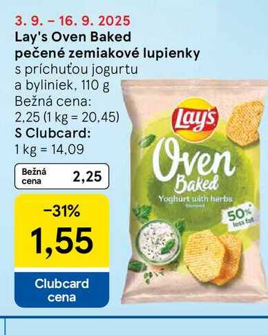 Lay's Oven Baked pečené zemiakové lupienky s príchuťou jogurtu a byliniek, 110 g 