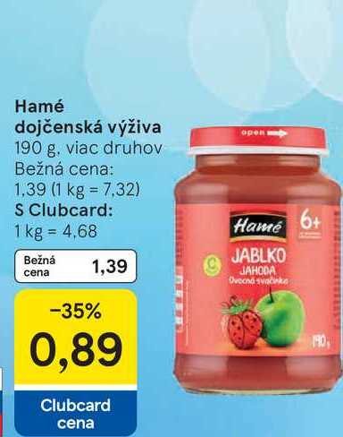 Hamé dojčenská výživa 190 g