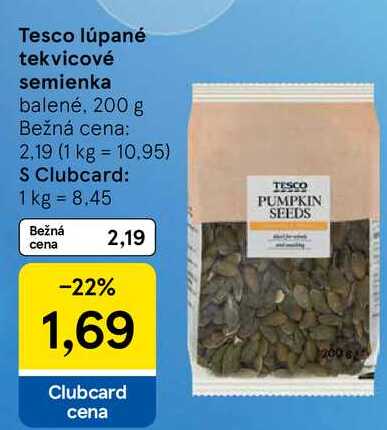 Tesco lúpané tekvicové semienka, 200 g