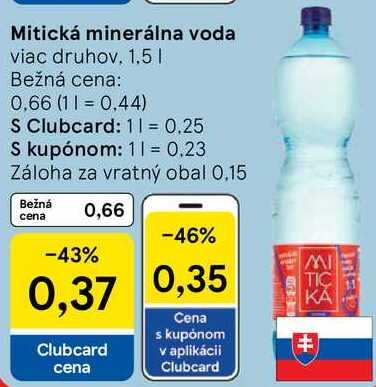 Mitická minerálna voda, 1,5 l