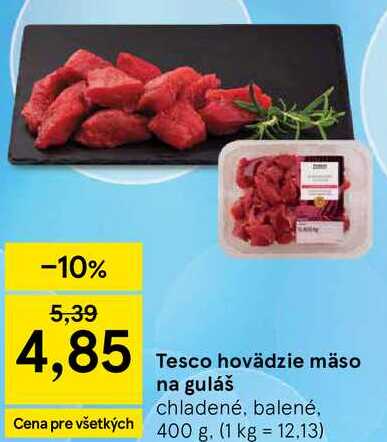 Tesco hovädzie mäso na guláš, 400 g