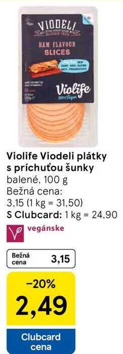 Violife Viodeli plátky s príchuťou šunky, 100 g 