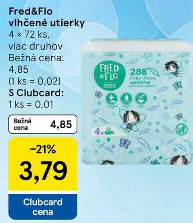 Fred&Flo vlhčené utierky, 4x 72 ks