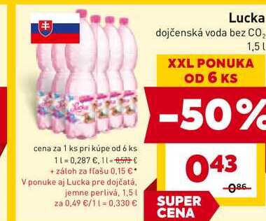 Lucka pre dojčatá jemne perlivá, 1,5l