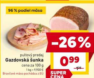 Gazdovská šunka cena za 100 g 