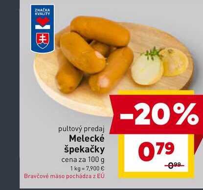 Melecké špekačky cena za 100 g 