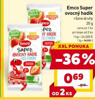 Emco Super ovocný hadík rôzne druhy 20 g